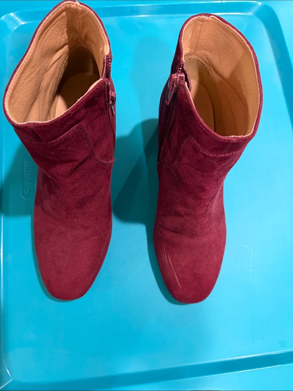 LOFT Wine Suede Ankle Booties